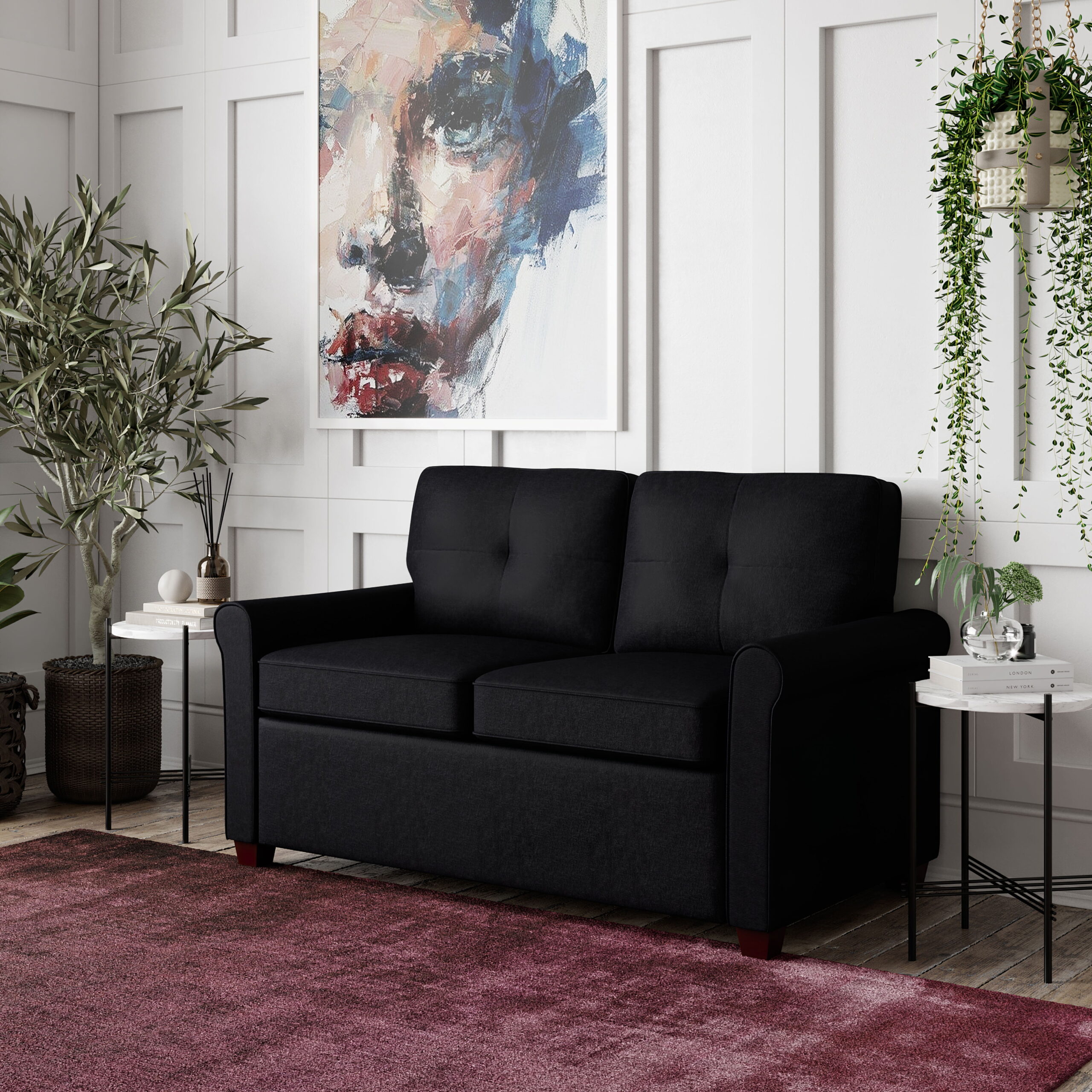 Lifestyle Solutions Anton Loveseat with Power. Black Fabric