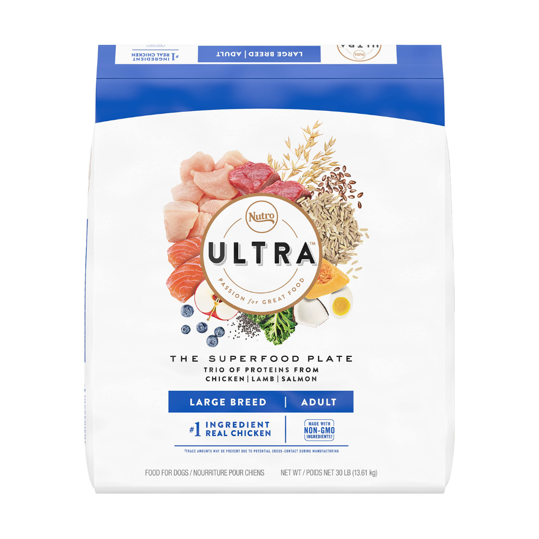 NUTRO ULTRA Adult Large Breed High Protein Natural Dry Dog Food with a Trio of Proteins from Chicken Lamb and Salmon. 30 lb. Bag