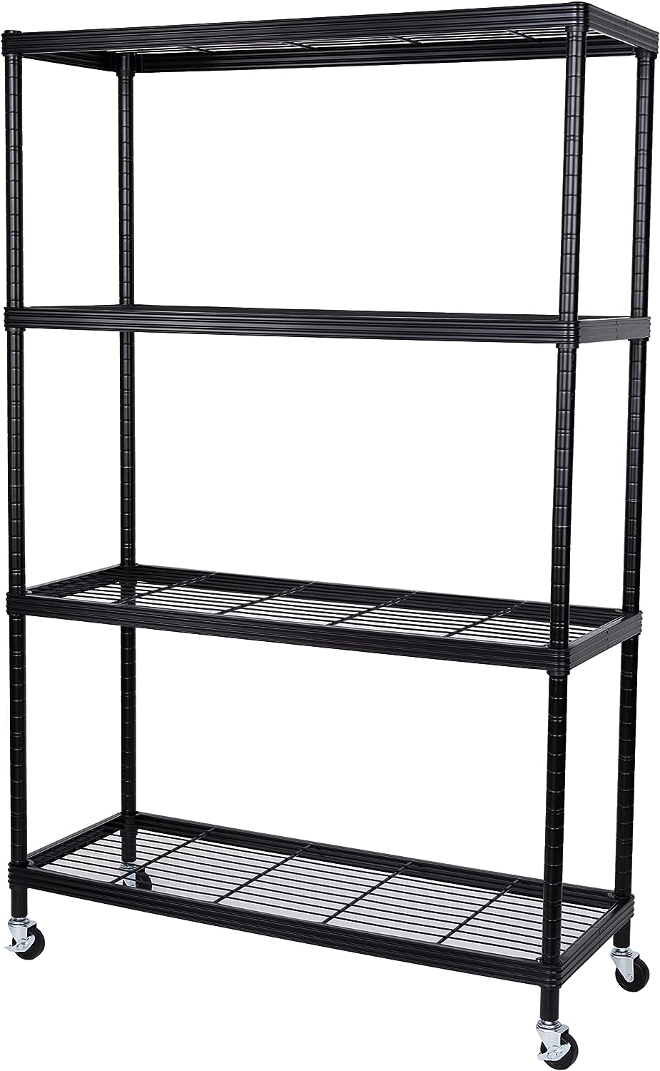 Seville Classics Solid Steel Wire Shelving Storage Unit Adjustable Shelves Organizer Rack. for Home. Kitchen. Office. Garage. Bedroom. Closet. Black. 4-Tier. 36″ W x 14″ D (UltraModern)