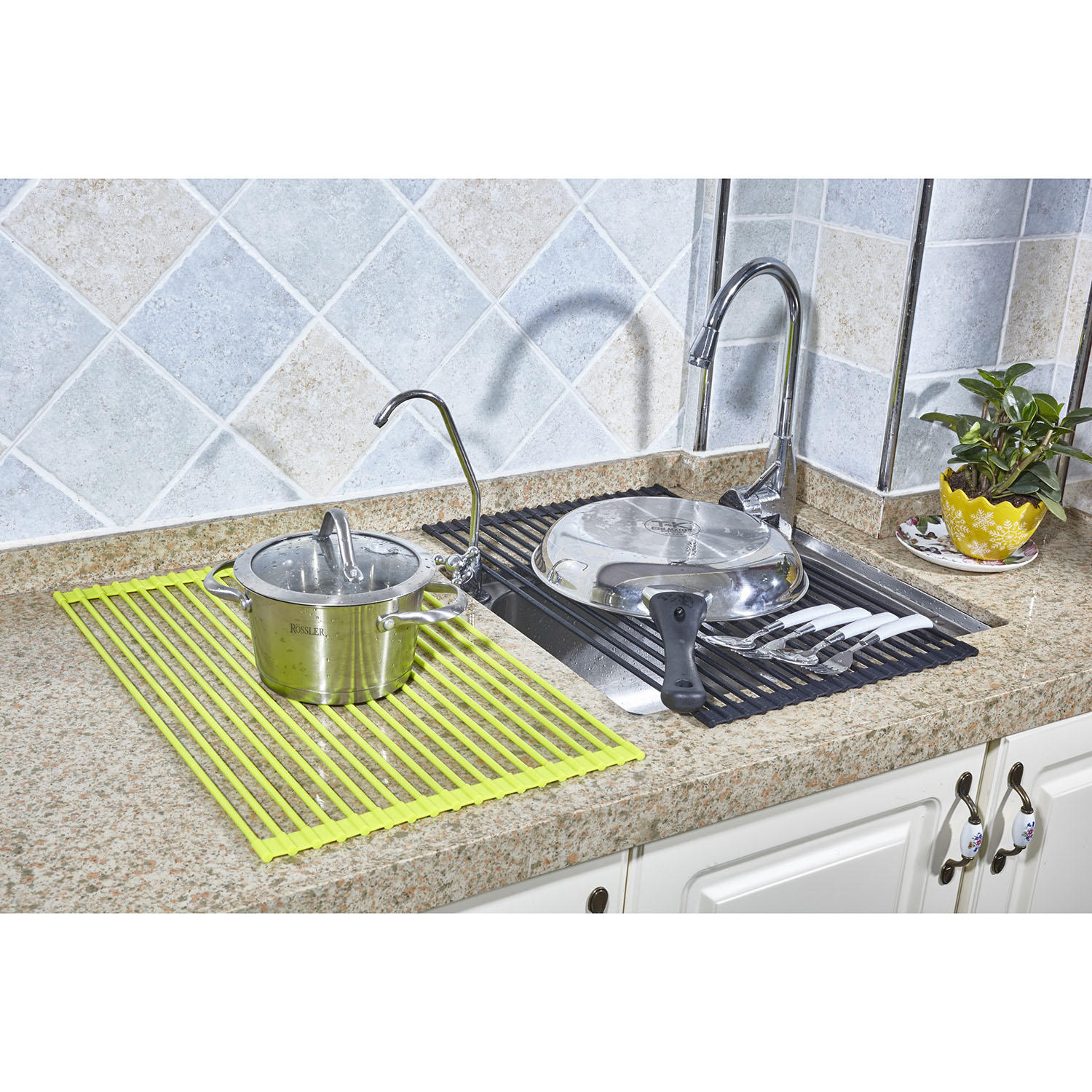 True & Tidy. Multi-Purpose Over The Sink Roll-Up Drying Rack. DR-881. Lime