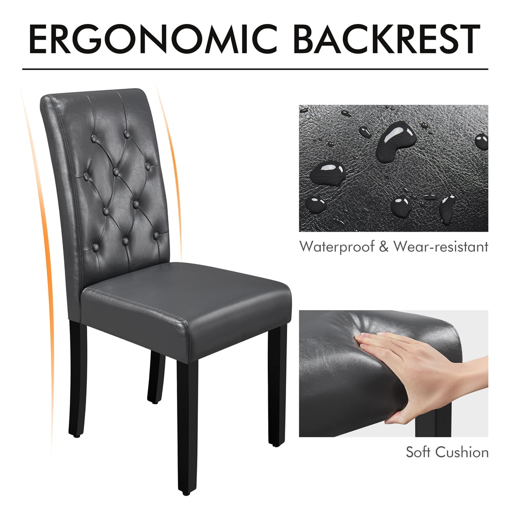 SMILE MART Modern Tufted Padded Dining Chair with Tall Back. Set of 2. Gray