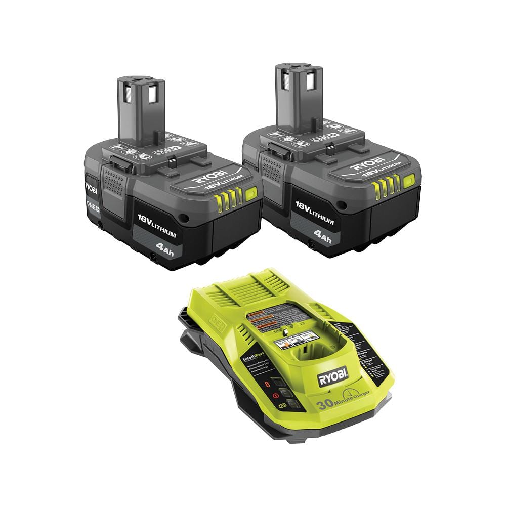 RYOBI PCL104K2N 18V ONE+ (2) 4.0 Ah Lithium-Ion Batteries with 18V Charger
