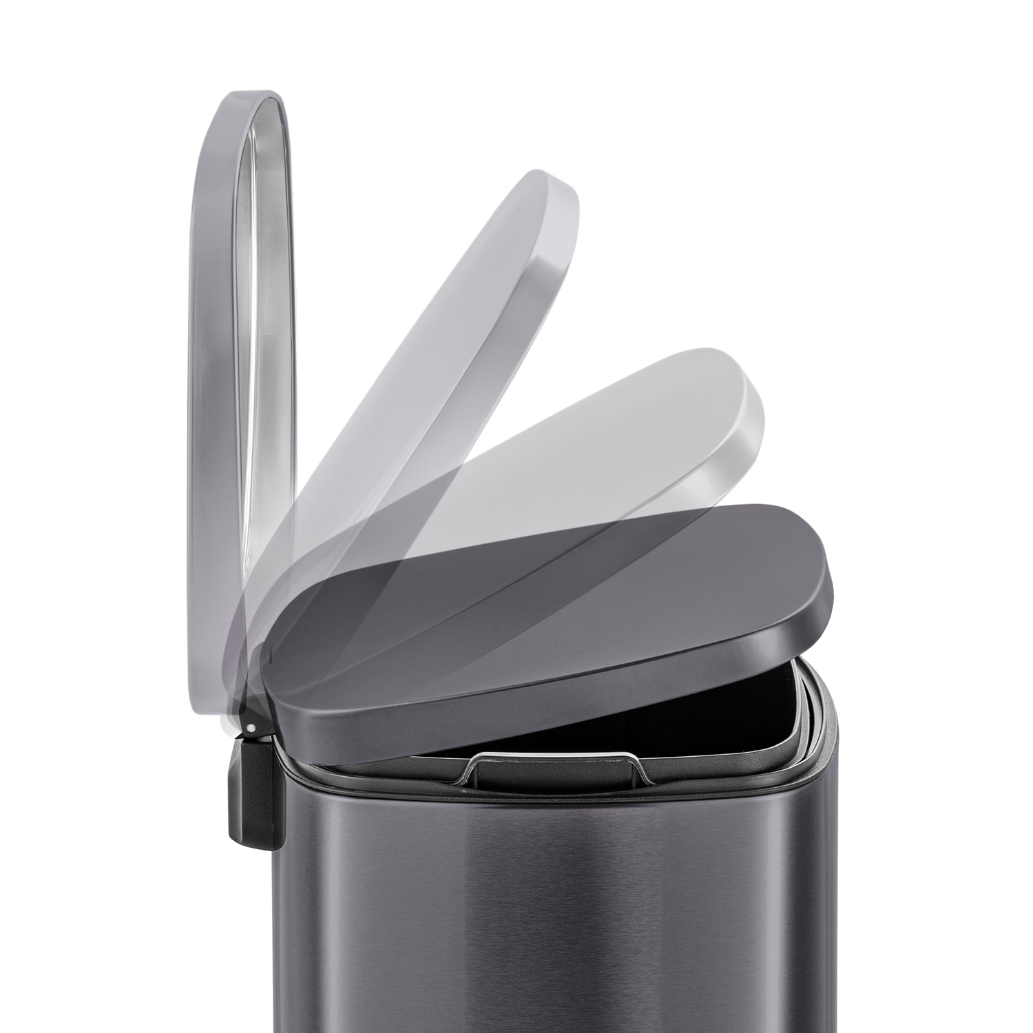 Qualiazero Trash Can 13.2 gallon Black Stainless Steel Step On Kitchen Garbage Can. Black