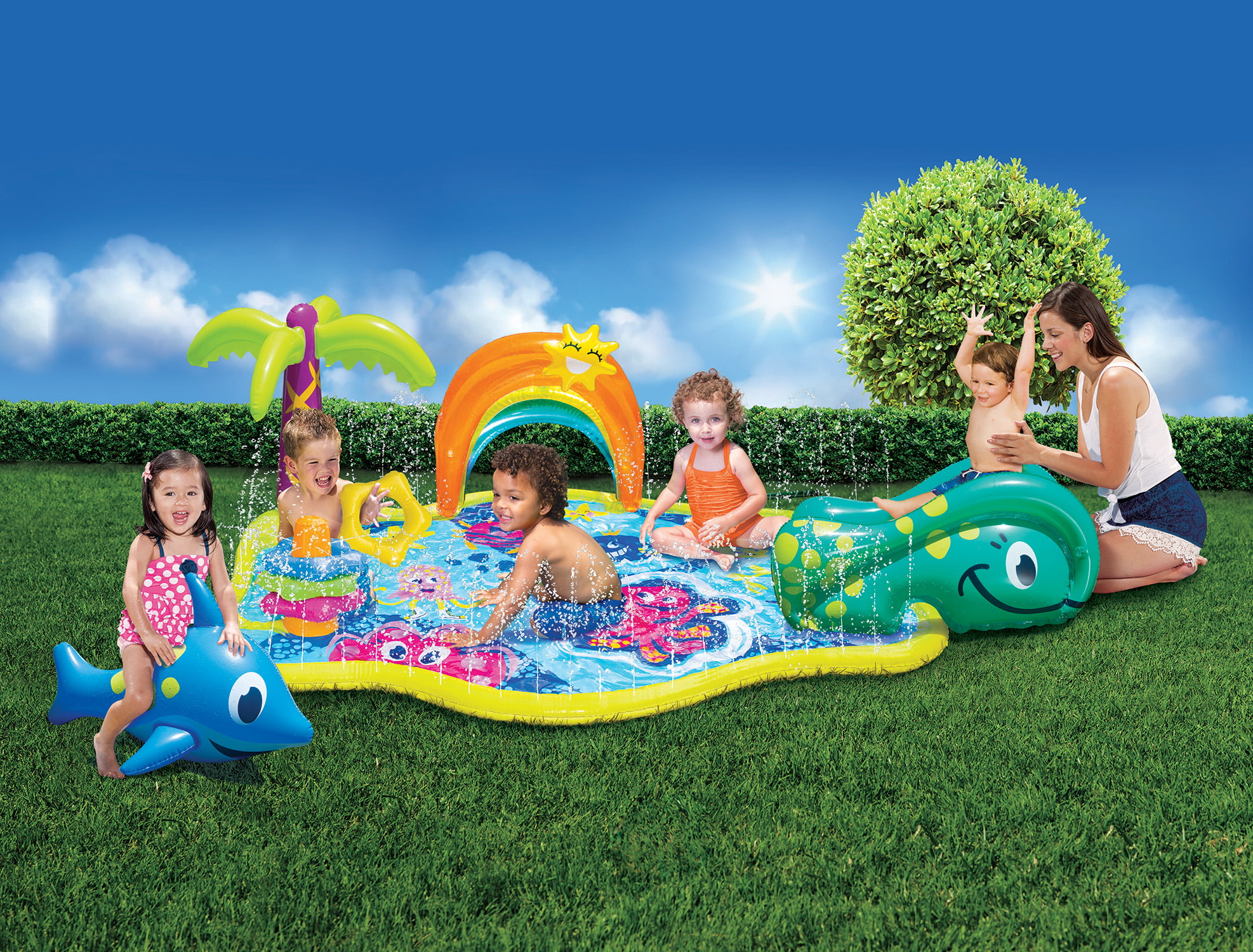 Banzai Jr. Splish Splash Water Park Outdoor Summer Play Center. Ages 18 months+