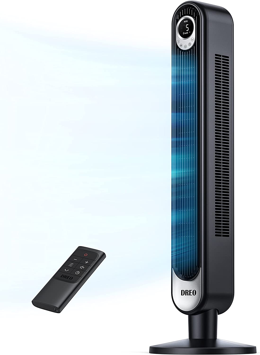 Dreo Tower Fan 42 Inch. Cruiser Pro T1 Quiet Oscillating Bladeless Fan with Remote. 6 Speeds. 4 Modes. LED Display. 12H Timer. Black Floor Standing Fan Powerful for Indoor Home Bedroom Office Room