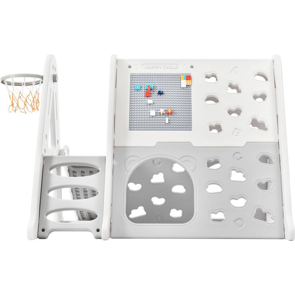 TIRAMISUBEST PPXY300099AAE Gray 5-in-1 Toddler Freestanding Climber Playset