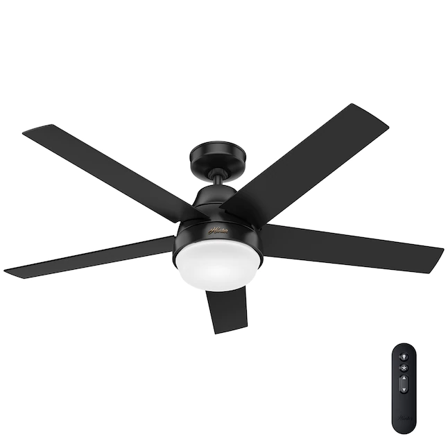 Hunter  Aerodyne 52-in Matte Black LED Indoor Smart Ceiling Fan with Light Remote (5-Blade)