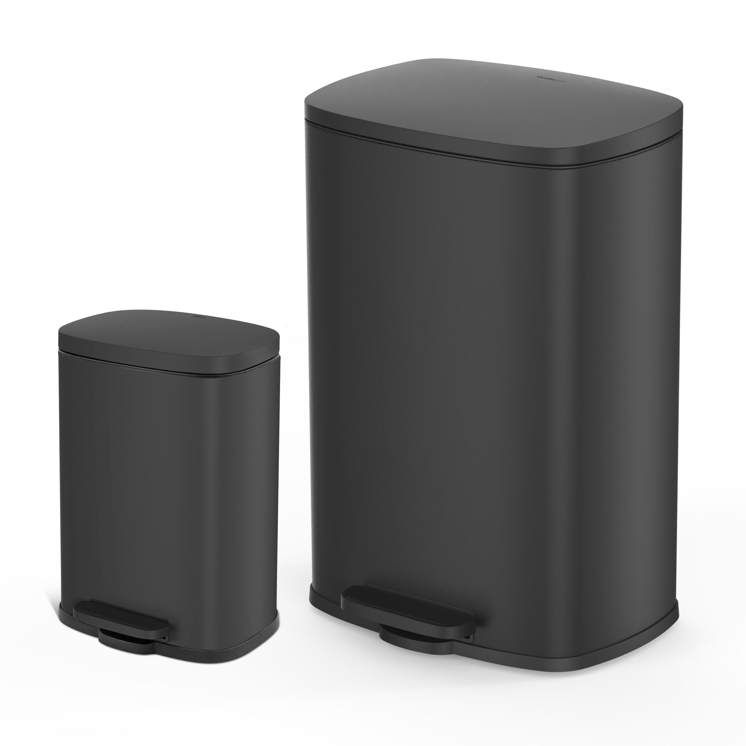 Qualiazero 13.2 Gallon and 3.2 Gallon Trash Can Combo. Rectangular Shape Step Can Combo - Matte Black