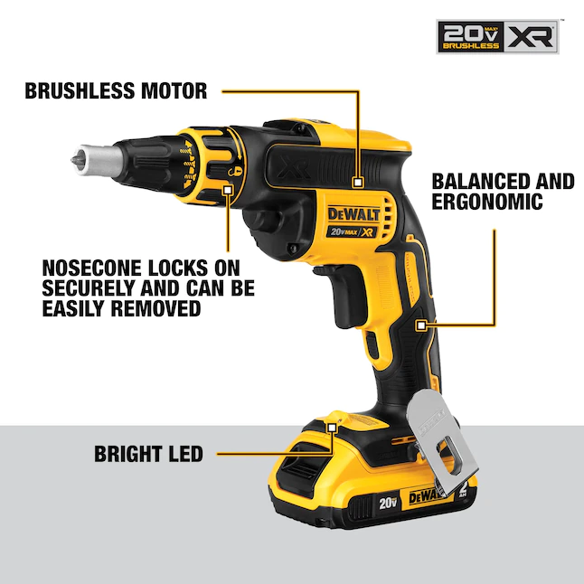 DEWALT DCK263D2 20-Volt MAX XR Cordless Drywall Screw Gun/Cut-out Tool Combo Kit (2-Tool) with (2) 20-Volt 2.0Ah Batteries & Charger