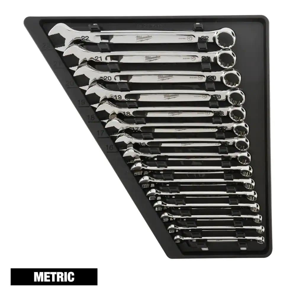 Milwaukee 48-22-9515 Combination Metric Wrench Mechanics Tool Set (15-Piece)