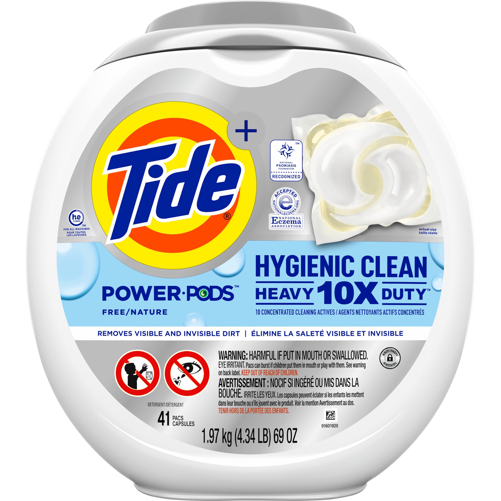 Tide Hygienic Clean Heavy Duty 10x Free Power Pods Liquid Laundry Detergent. White. Unscented. 41 Count