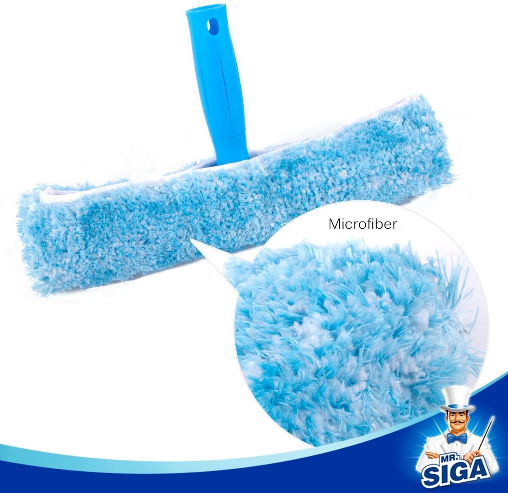 MR.SIGA Professional Window Cleaning. Squeegee & Microfiber Window Scrubber. 10″