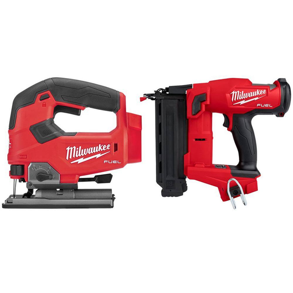 Milwaukee 2737-20-2746-20 M18 FUEL 18V Lithium-Ion Brushless Cordless Jig Saw with 18-Gauge Brad Nailer (2-Tool)