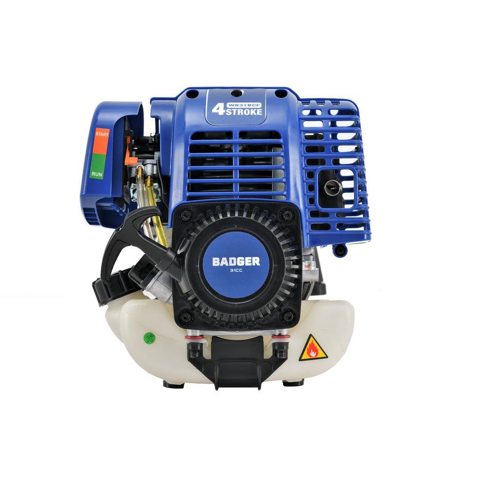 WILD BADGER POWER WBP31BCF 31 cc Gas 4-Stroke 2-in-1 Straight Shaft Grass Hand Held Trimmer with Brush Cutter Blade and Bonus Harness