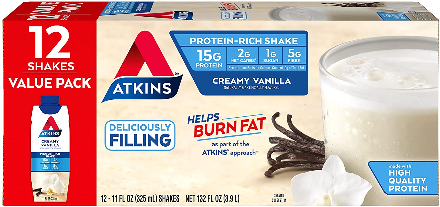 Atkins Creamy Protein-Rich Shake With Creamy Vanilla. 12 Count