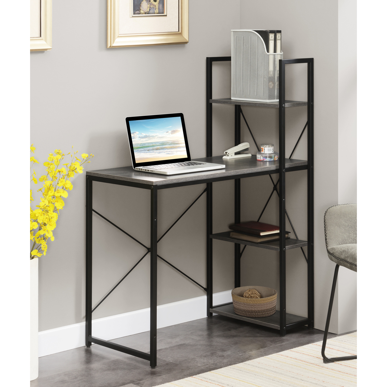 Designs2Go Office Workstation with Shelves. Multi