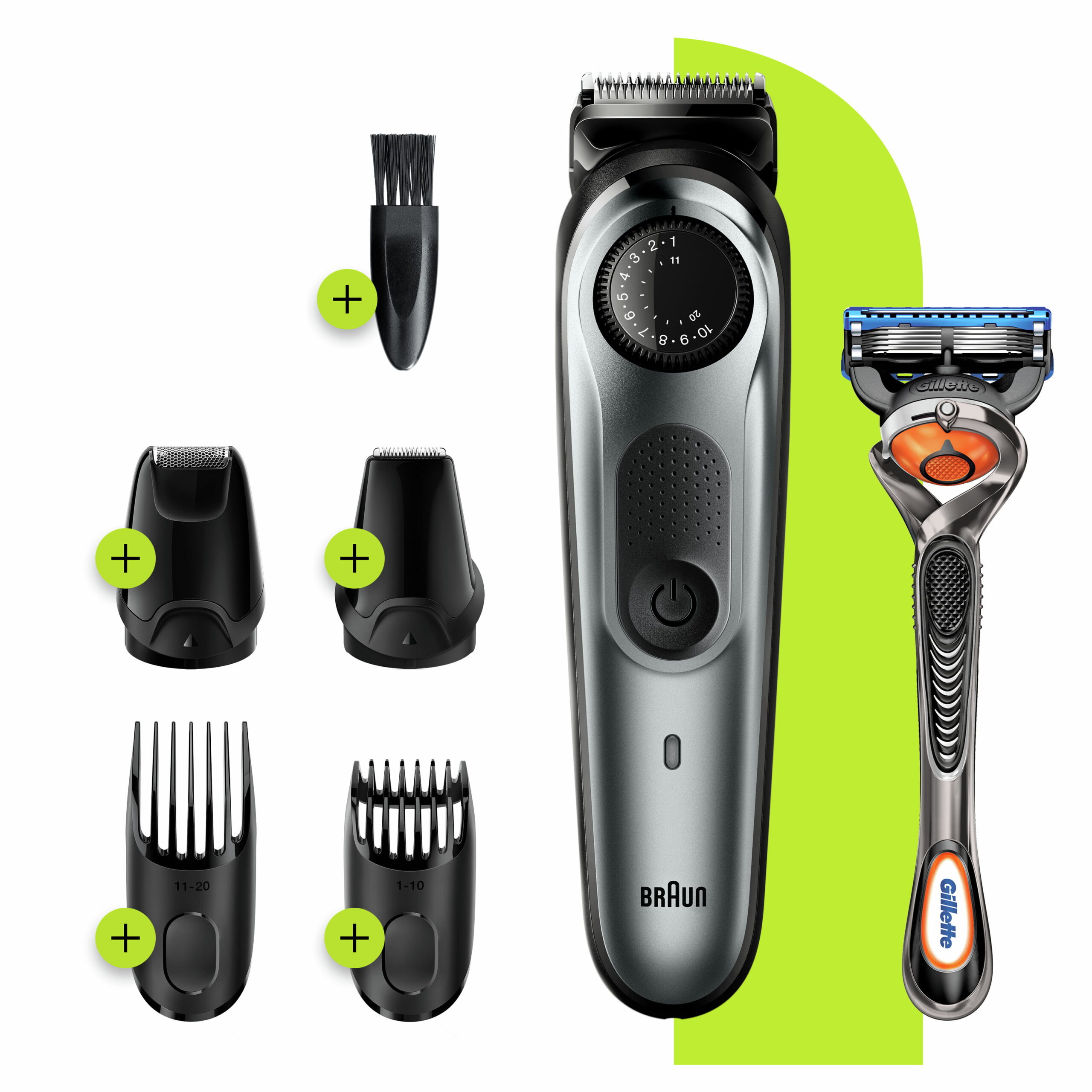 Braun Beard Trimmer BT7220. Hair Clipper for Men. 39 Length Settings. Black/Grey Metal