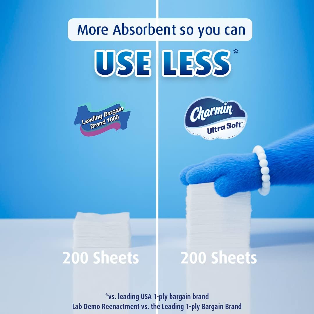 Charmin Ultra Soft Cushiony Touch Toilet Paper. 24 Family Mega Rolls = 123 Regular Rolls