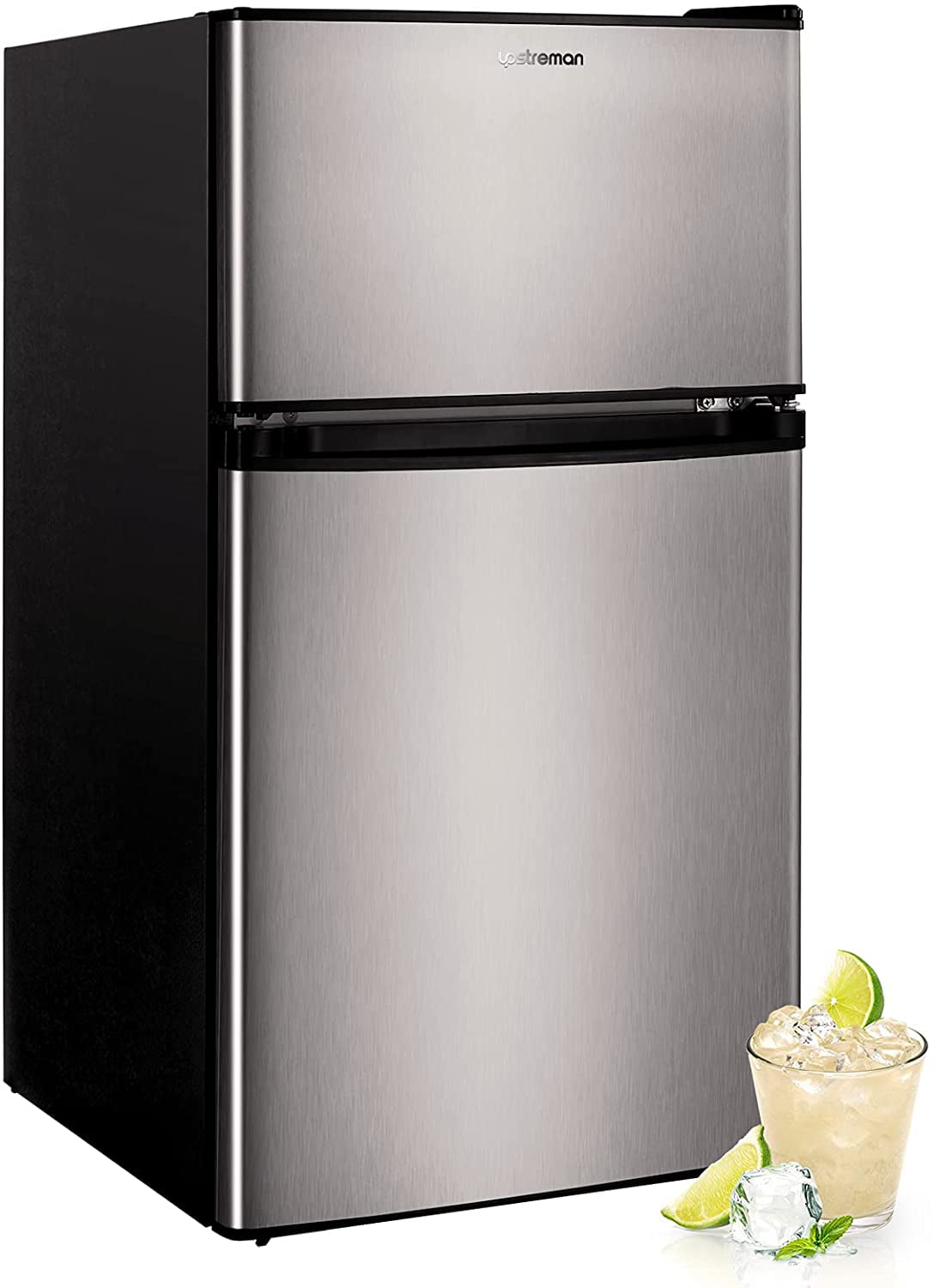 Upstreman 3.2 Cu.ft Mini Fridge with Freezer. Double Door Mini Refrigerator