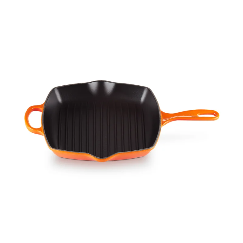 Le Creuset LS2021-262 Enameled Cast Iron Signature Square Skillet Grill. 10.25″. Flame
