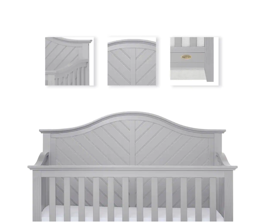 Dream On Me Ella Pebble Grey 5-in-1 Convertible Crib