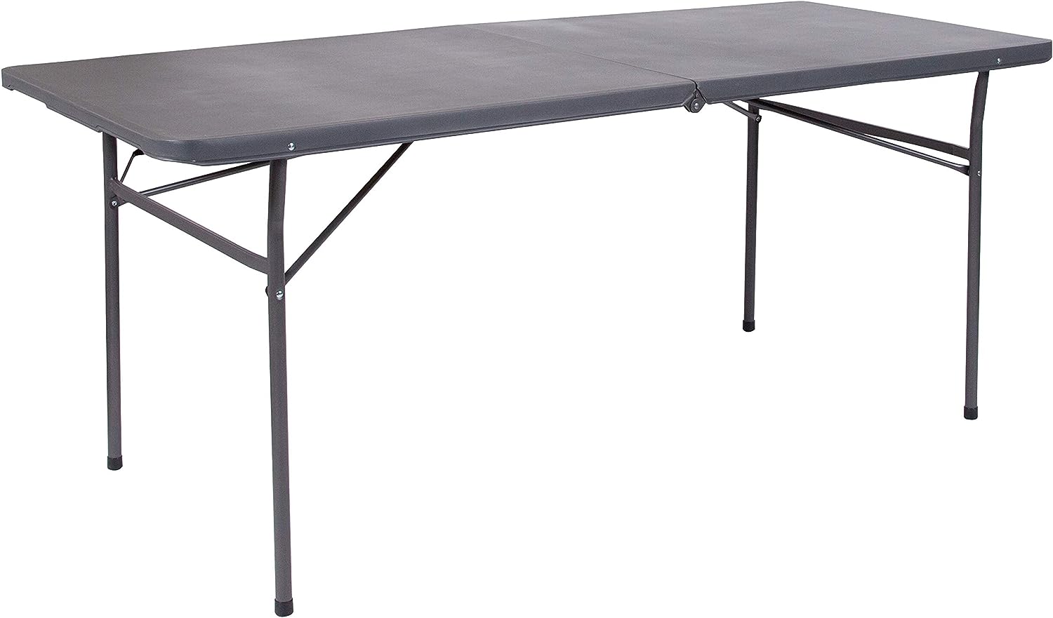 Flash Furniture Elijah 6-Foot Bi-Fold Dark Gray Plastic Folding Table with Carrying Handle