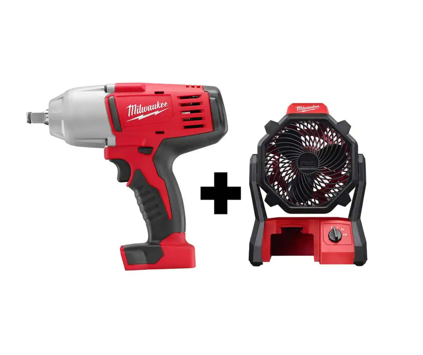 Milwaukee 2663-20-0886-20 M18 18V Lithium-Ion Cordless 1/2 in. Impact Wrench. Friction Ring with M18 Jobsite Fan
