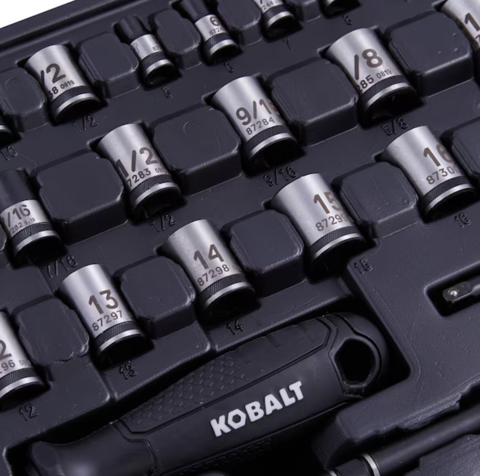 Kobalt Universal 115-Piece Standard (SAE) and Metric Matte Mechanics Tool Set with Hard Case