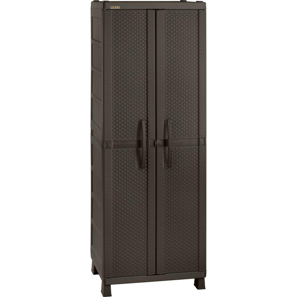 Rimax 11724 Plastic Freestanding Garage Cabinet in Brown (26 in. W x 74 in. H x 23 in. D)
