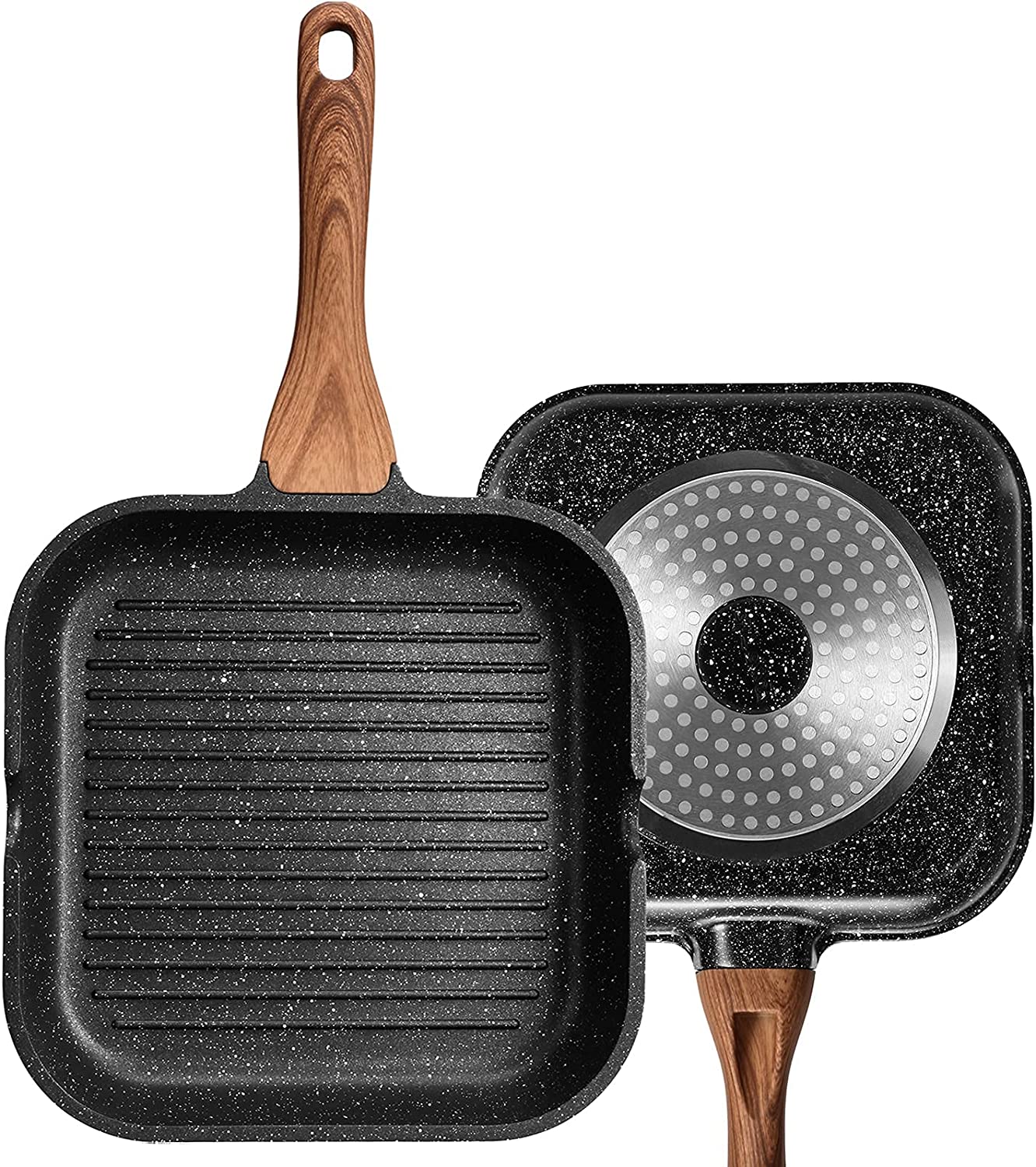 ESLITE LIFE 11 Inch Nonstick Grill Pan for Stove Tops Induction Compatible. PFOA & PTFEs Free