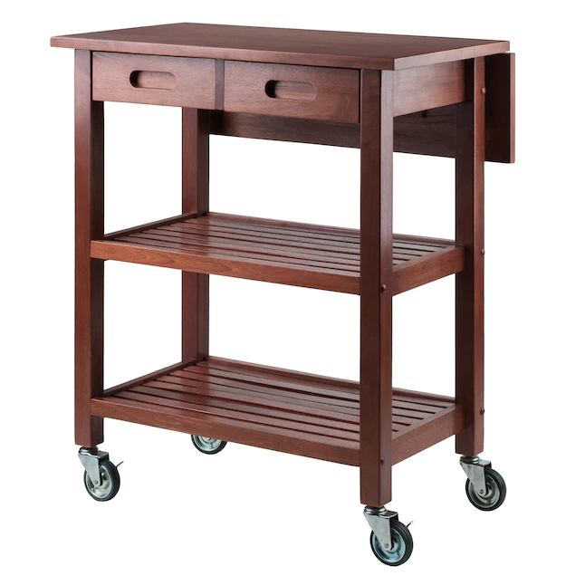 Winsome Wood  Brown Wood Base with Wood Top Rolling Kitchen Cart (16.66-in x 28.27-in x 33.07-in)