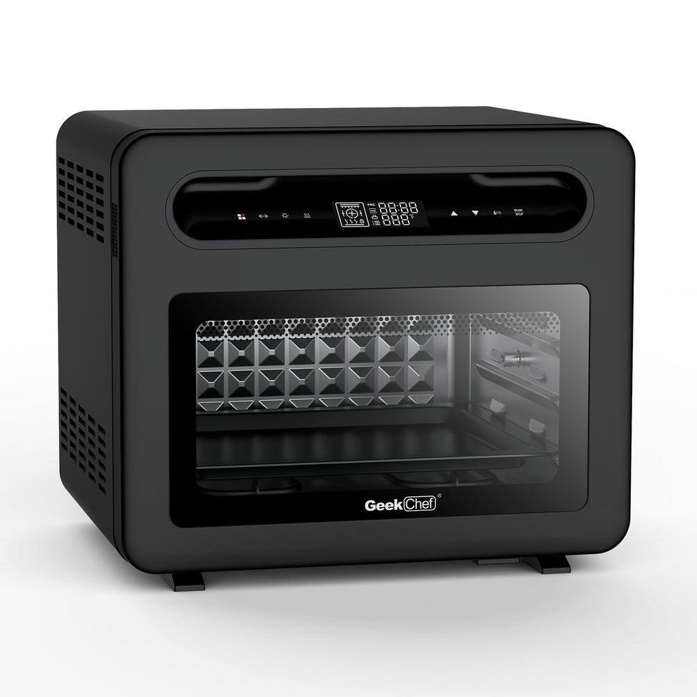 Boyel Living  26 qt. Black Stainless Steel Air Fryer Toaster Oven with 6 Accessories and Extra Large Capacity