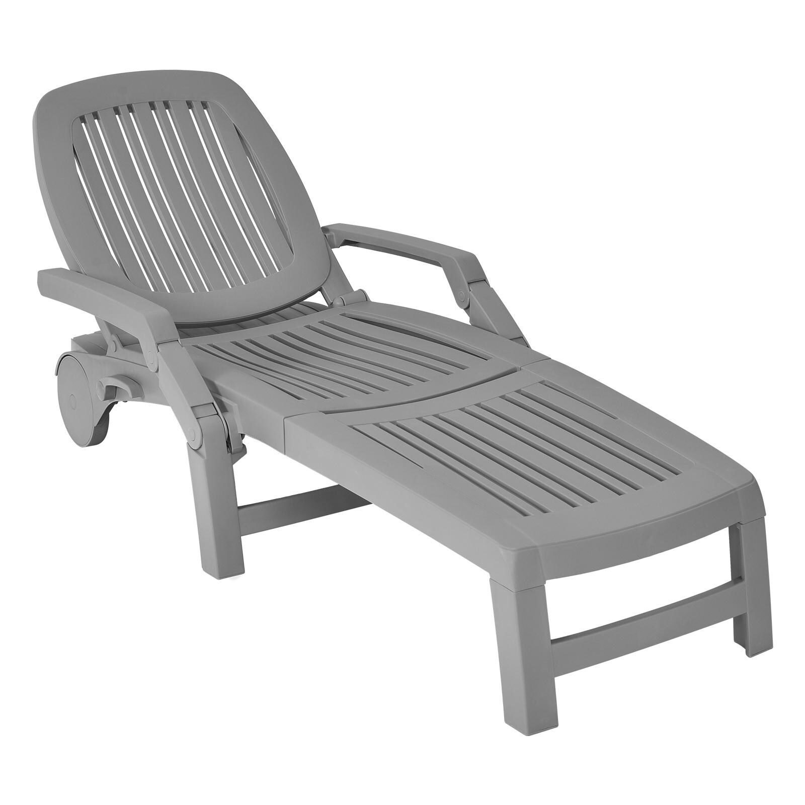 Clihome Patio Lounge Chair Gray Pp Plastic Frame Stationary Chaise Lounge Chair(s) with Solid Seat