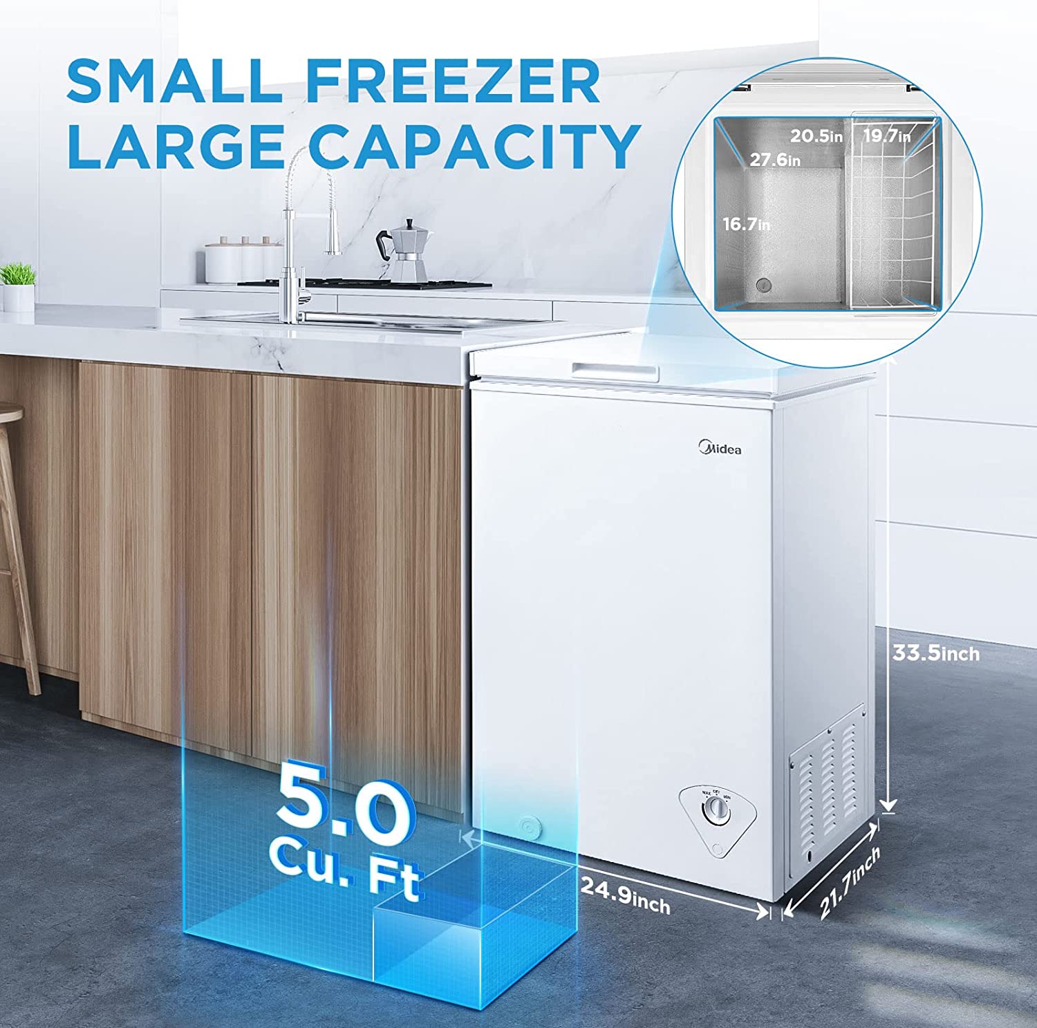 Midea MRC050S0AWW Chest Freezer. 5.0 Cubic Feet. White