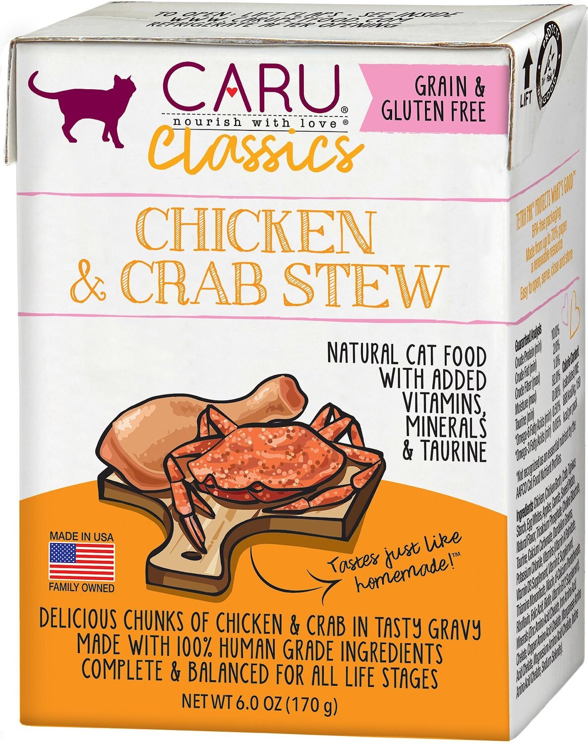 Caru Classic Chicken & Crab Stew Grain-Free Wet Cat Food. 6-oz. case of 12