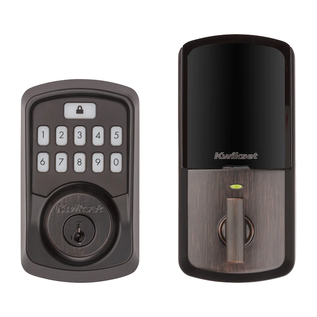 Kwikset  Aura Venetian Bronze Bluetooth Enabled Single Cylinder Electronic Deadbolt Lighted Keypad
