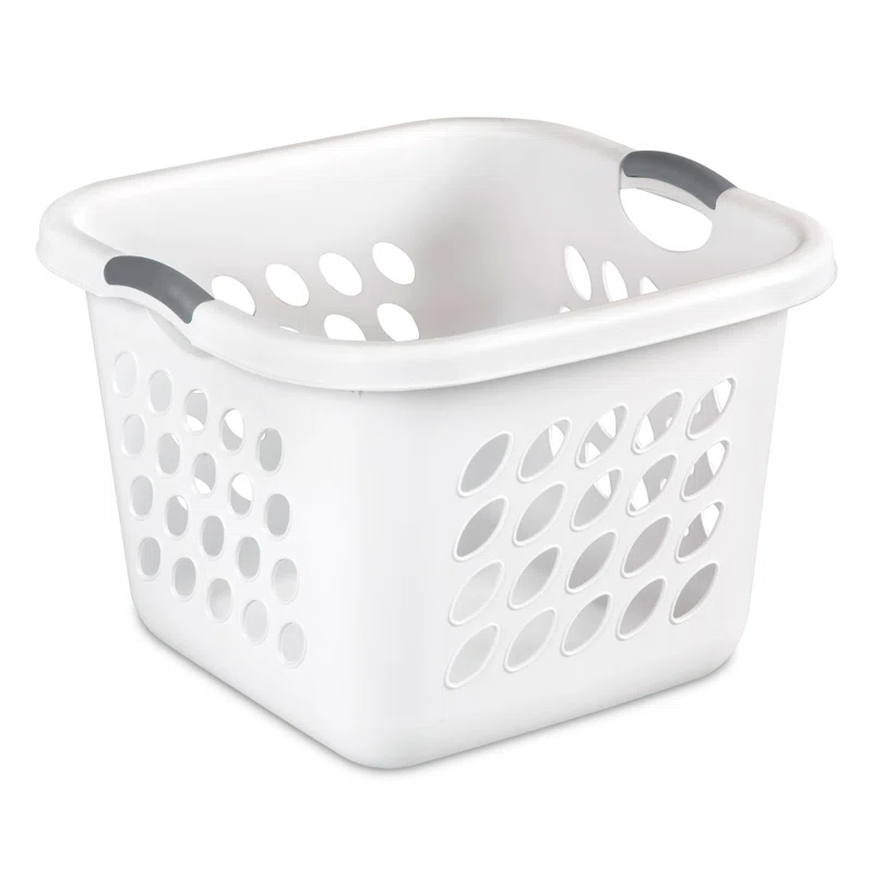 Sterilite 12178006 1.5 Bushel/53 Liter Ultra Square Laundry Basket. White Basket w/ Titanium Inserts. Pack of 6