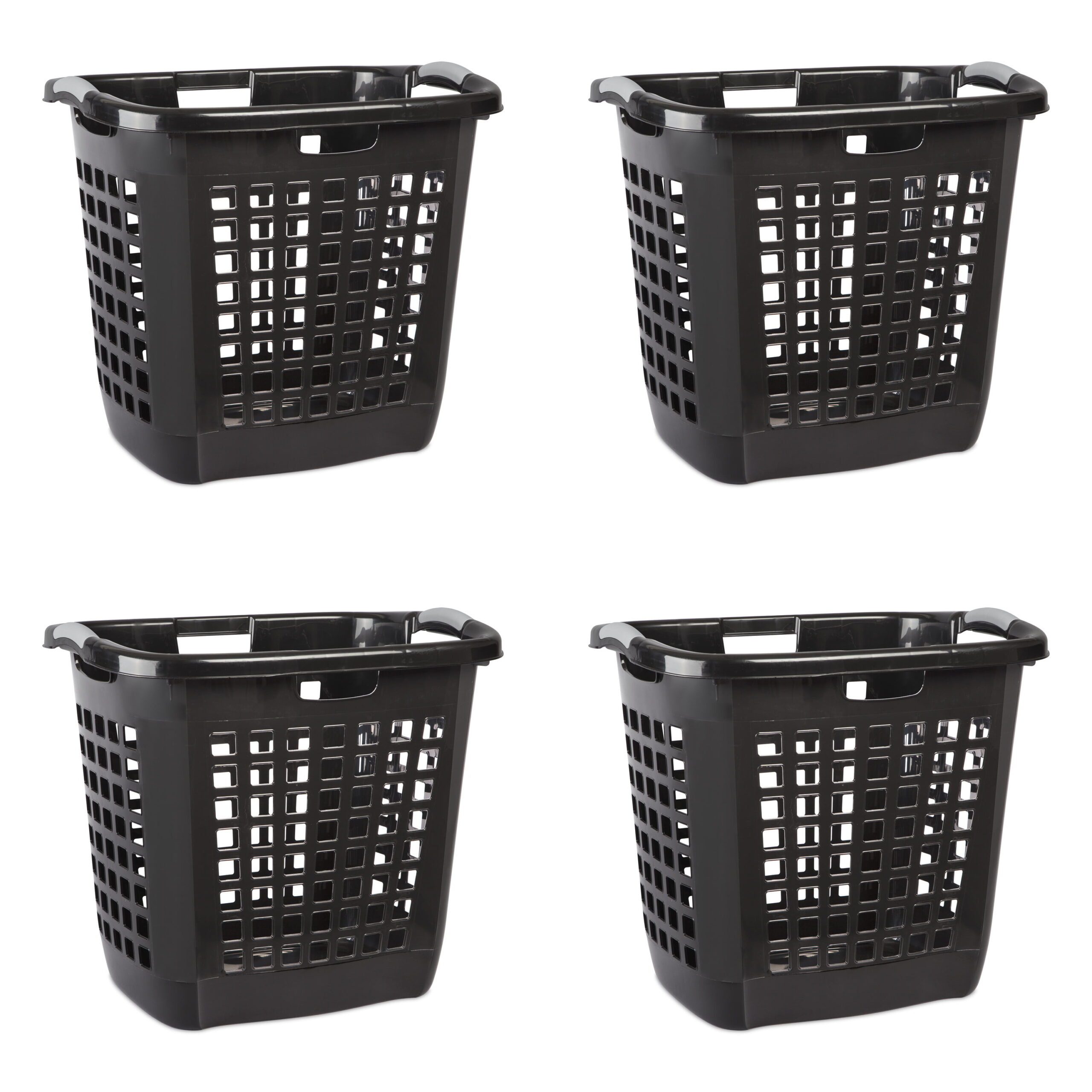 Sterilite Ultra™ Easy Carry Plastic Laundry Hamper. Black. Set of 4