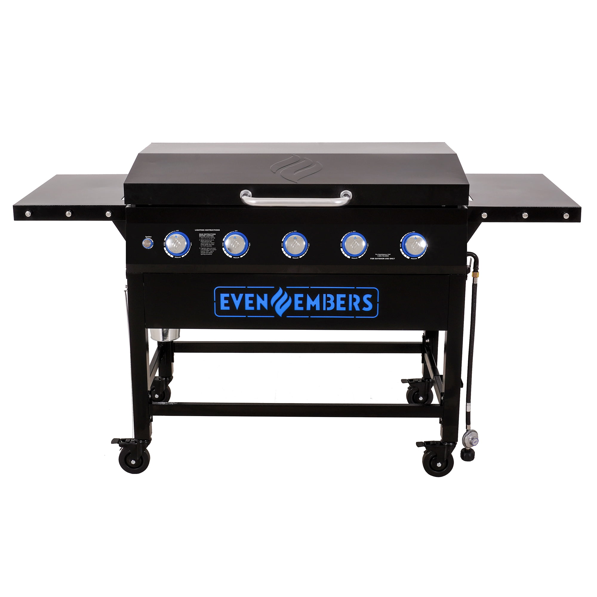 Even Embers Five Burner Gas Griddle with Lid