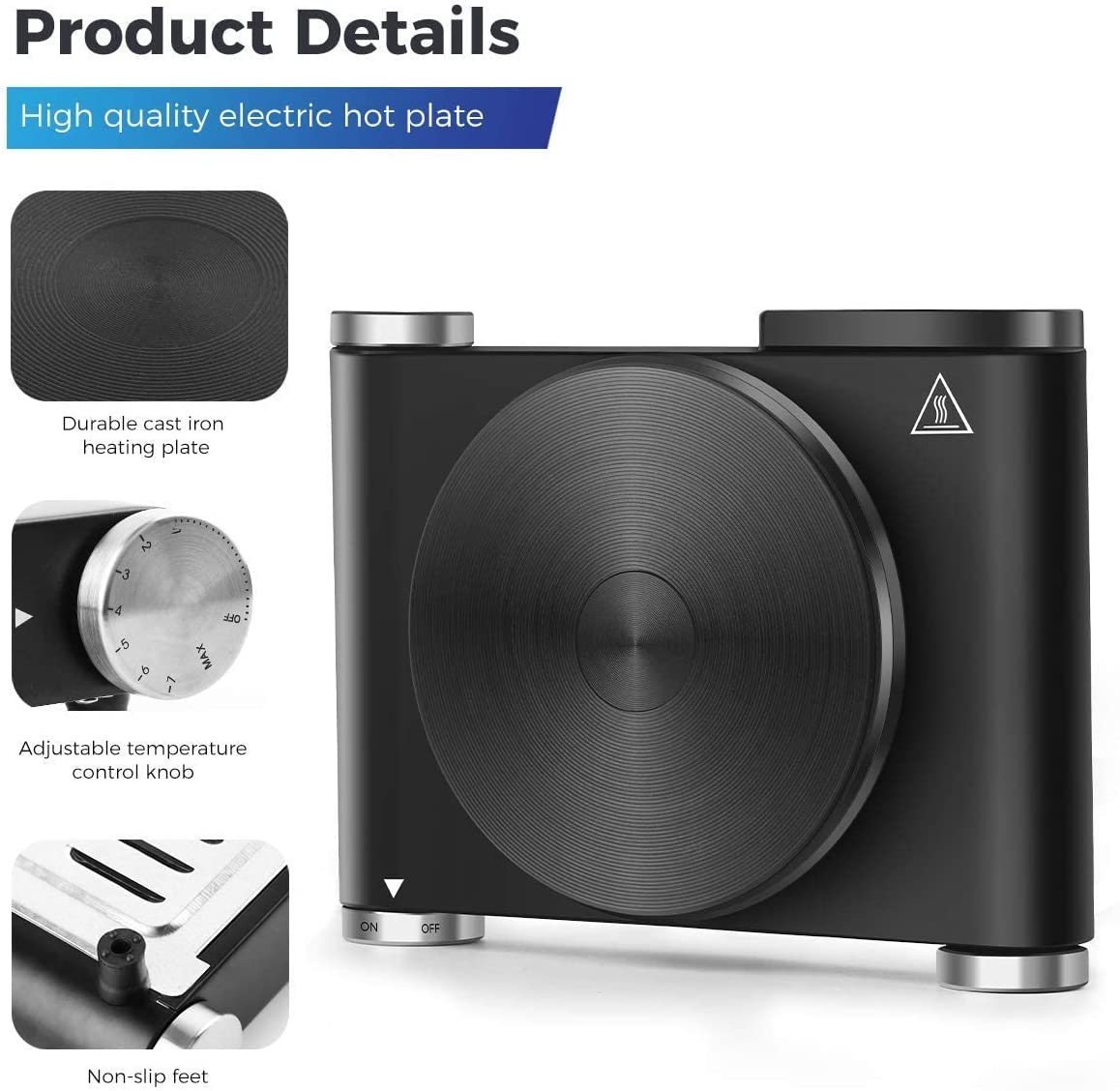 Cusimax Hot Plate Electric Burner. Single Burner Cast Iron hot plates