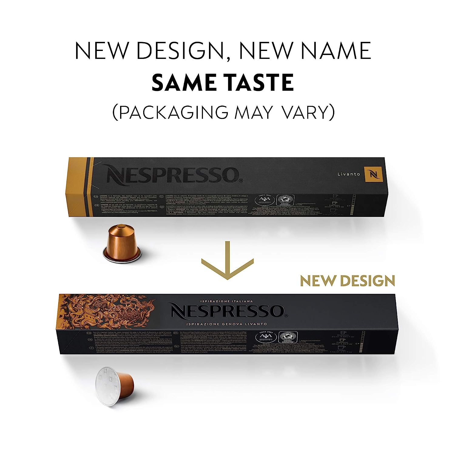 Nespresso Capsules OriginalLine. Livanto. Medium Roast Espresso Coffee. 50 Count Coffee Pods. Brews 1.35 Ounce (ORIGINAL LINE ONLY)10 Count (Pack of 5)