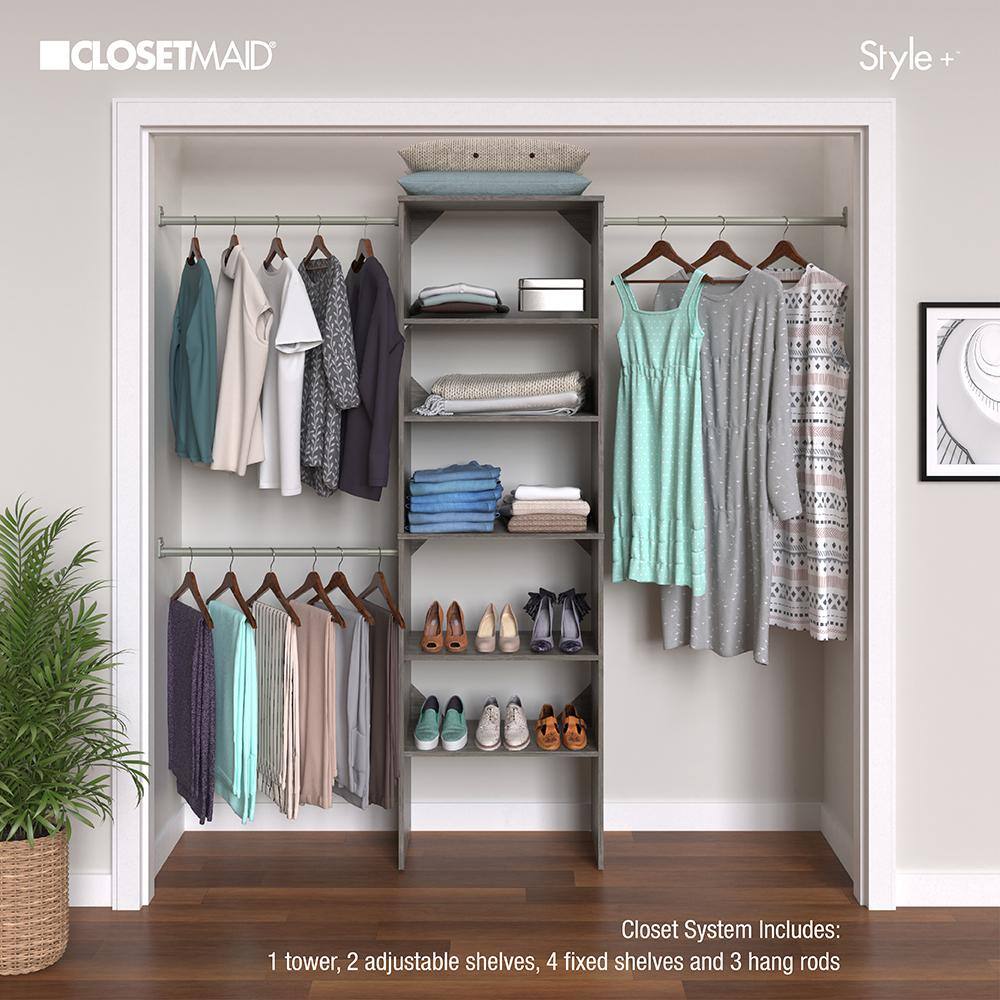 ClosetMaid 3272 Style+ 84 in. W - 120 in. W Coastal Teak Wood Closet System