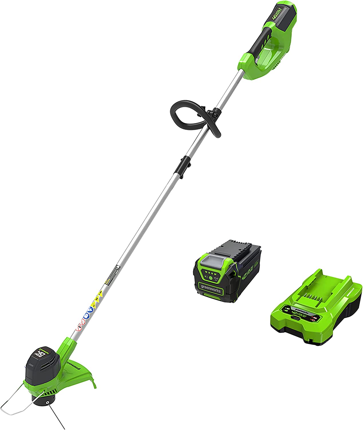 Greenworks ST40B410 Cordless String. 12″ Trimmer (4.0Ah). Green & Black