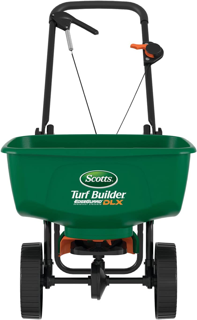 Scotts Turf Builder EdgeGuard DLX Broadcast Spreader - Holds Up to 15.000 sq. ft. of Lawn Product Green