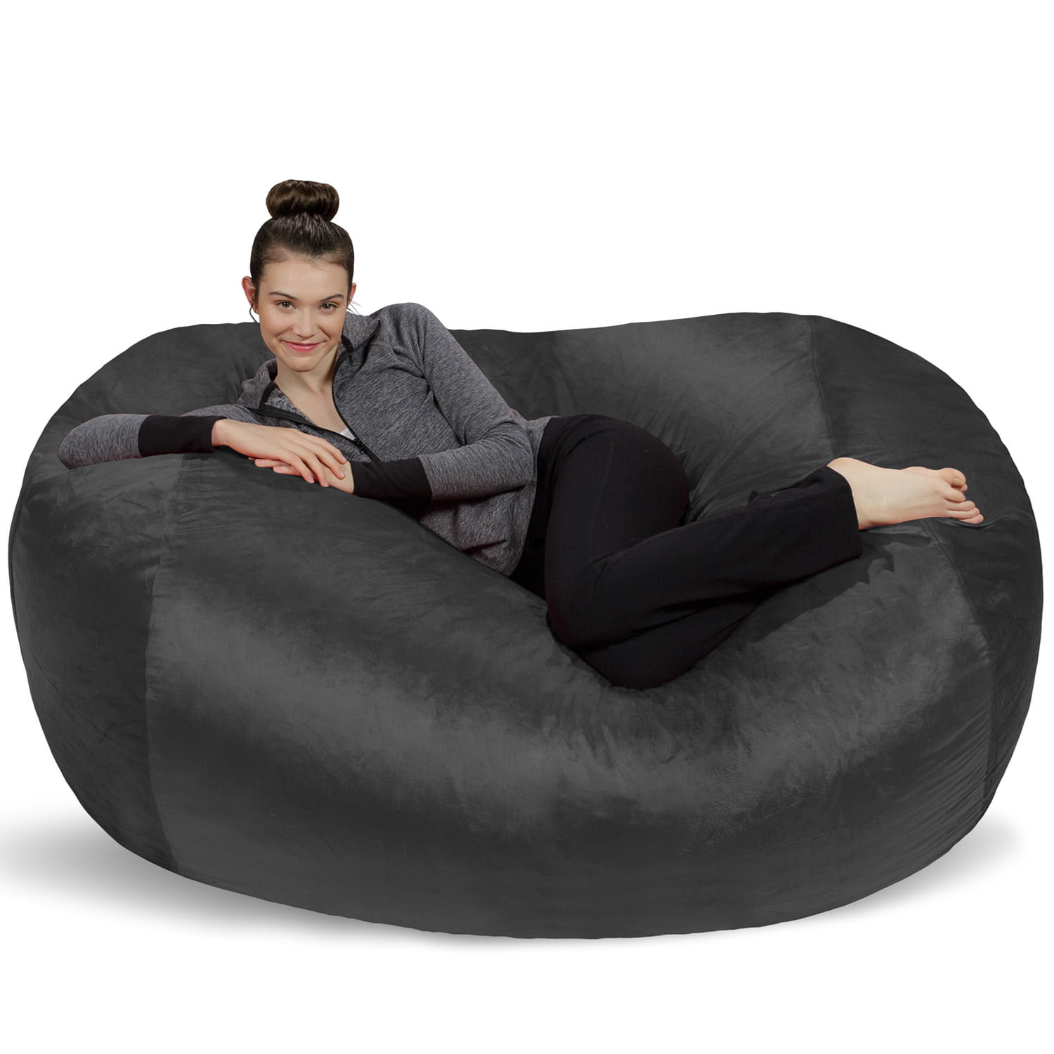 Sofa Sack Bean Bag Chair. Memory Foam Lounger with Microsuede Cover. Kids. Adults. 6 ft. Charcoal