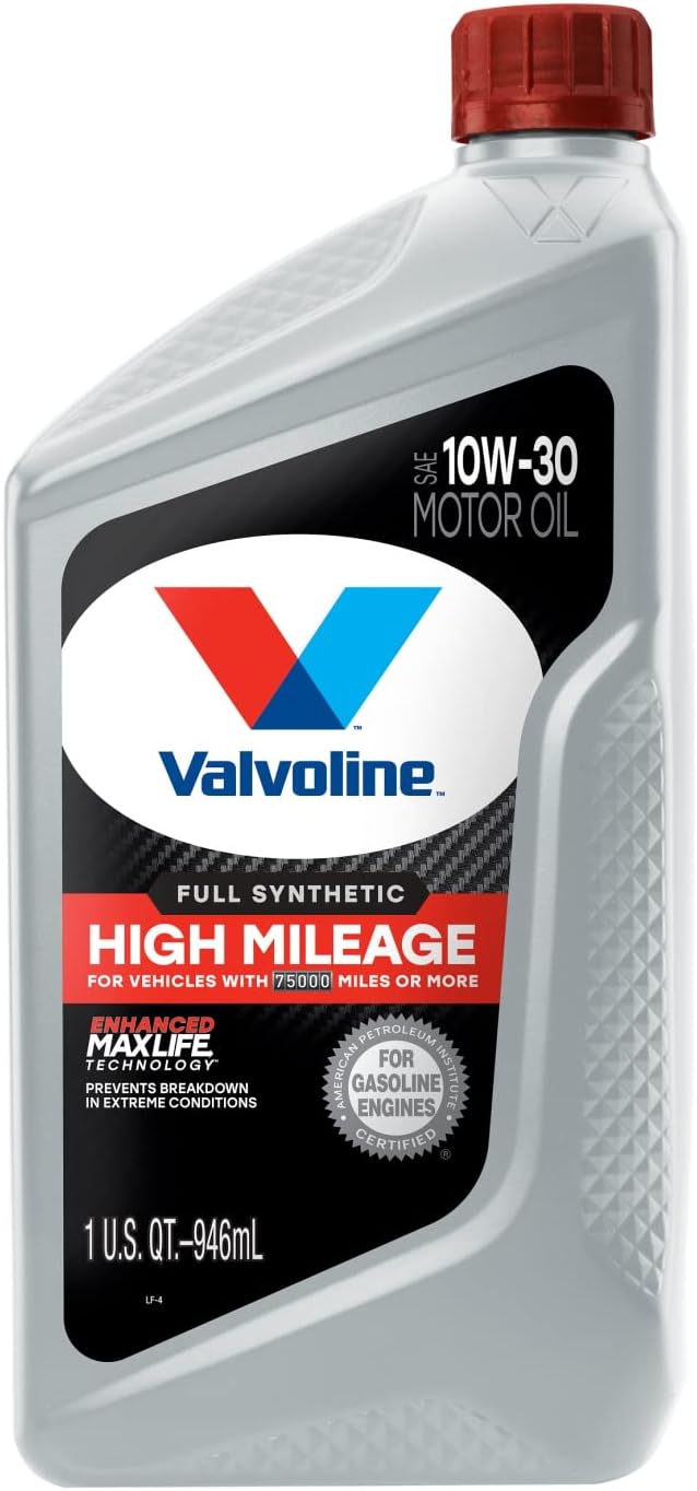 Valvoline Full Synthetic High Mileage with MaxLife Technology SAE 10W-30 Motor Oil 1 QT. Case of 6