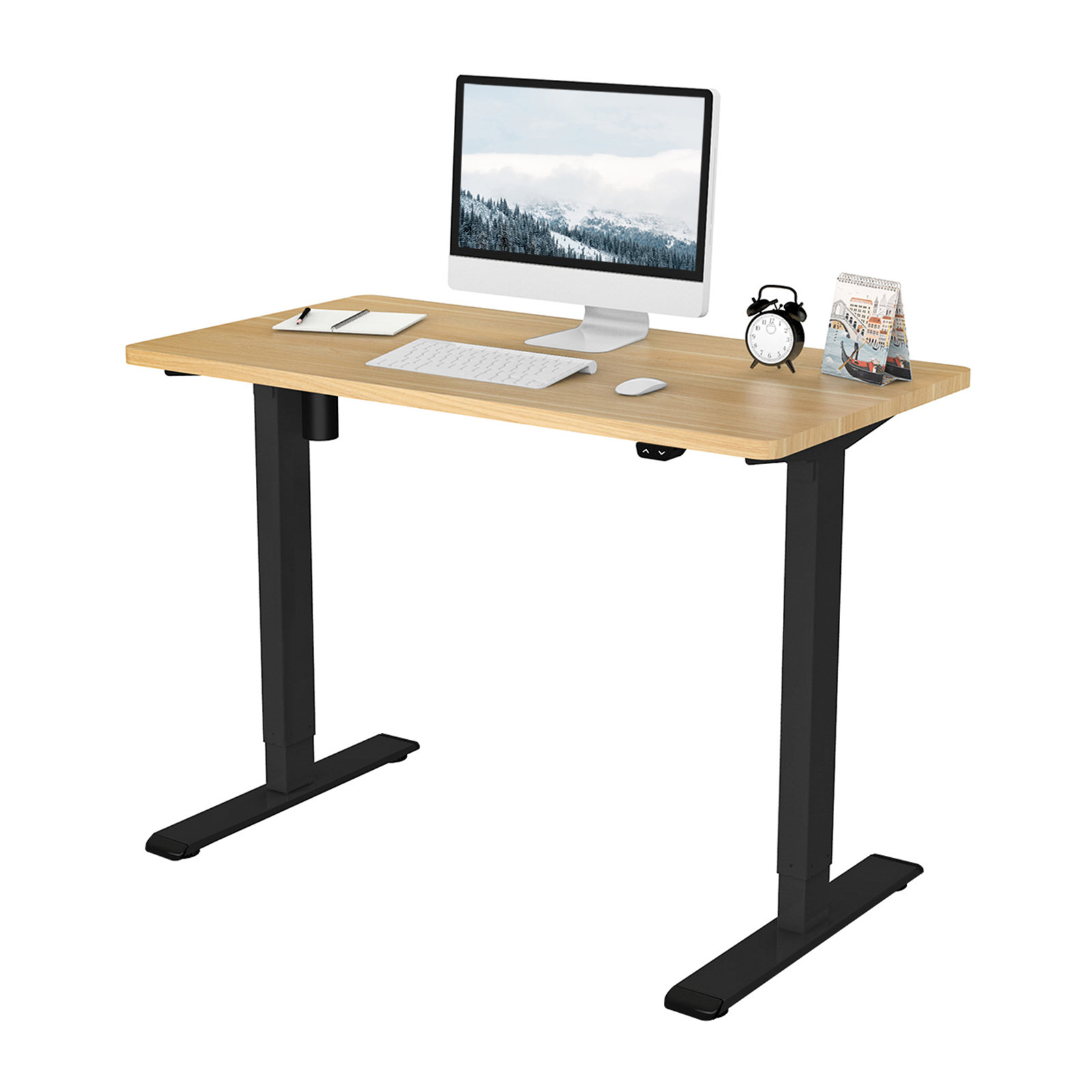 FLEXISPOT 42″ x 24″ Home Office Electric Height Adjustable Standing Desk Black and Maple Computer Desk