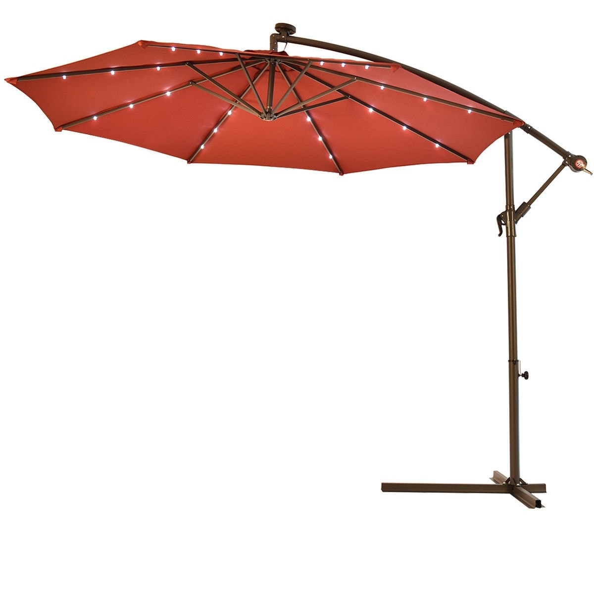 Clihome 10-ft 180g Water-proof Polyester Solar Powered Crank Cantilever Patio Umbrella