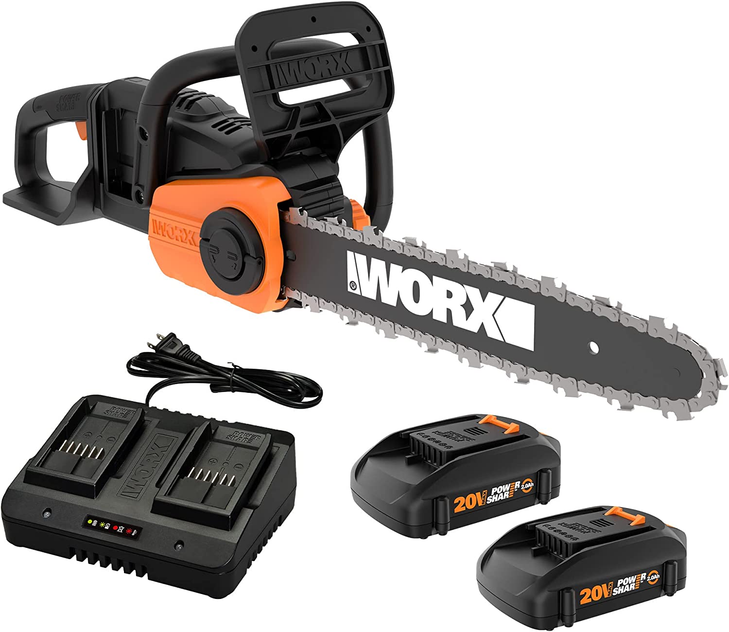 Worx 40V Power Share Cordless 14″ Chainsaw with Auto-Tension (2X 20V)