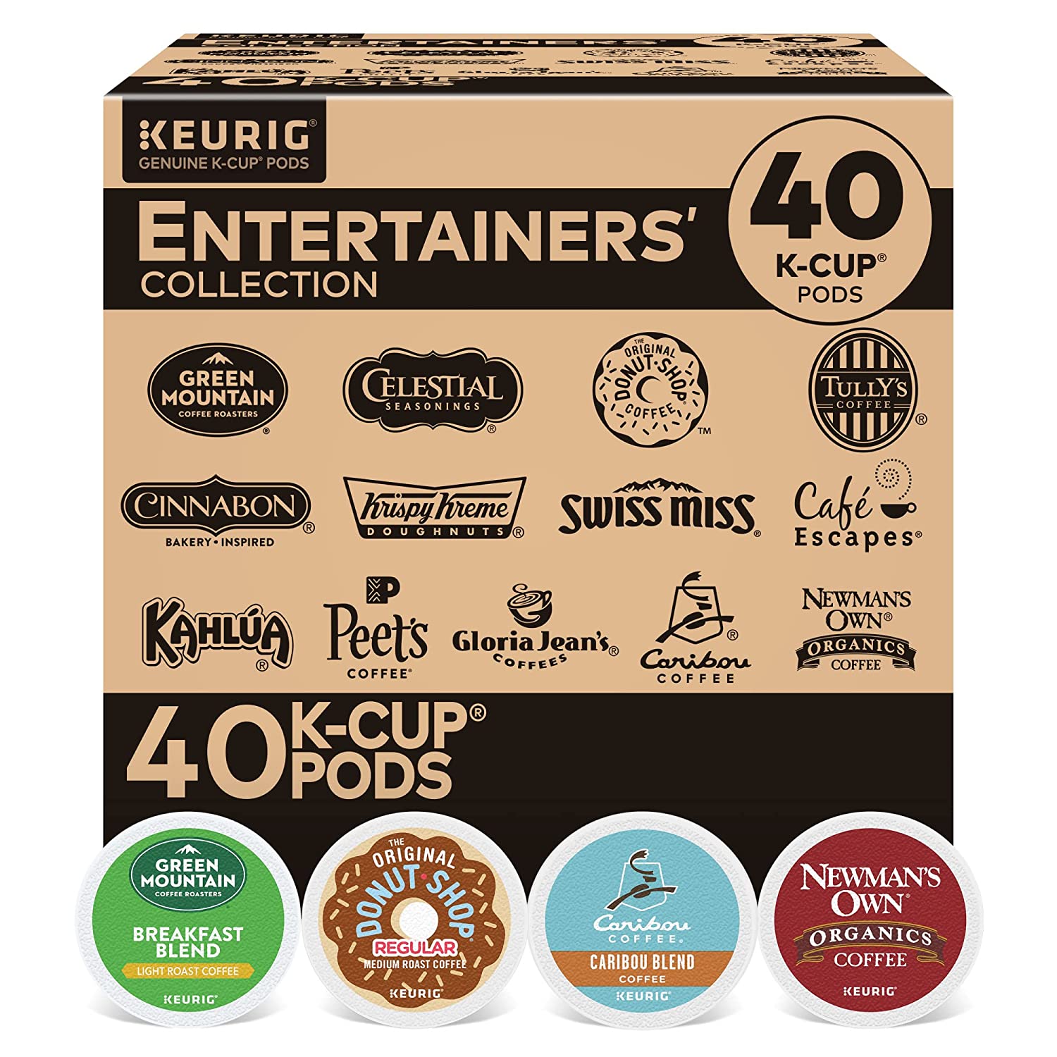 Keurig Entertainers- Collection Variety Pack. Single-Serve Coffee K-Cup Pods Sampler. 40 Count